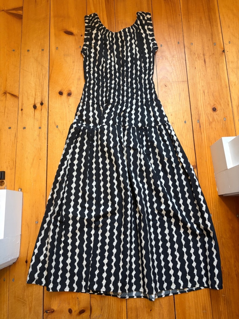 Rails Anastasia Black and White Sleeveless Midi Dress